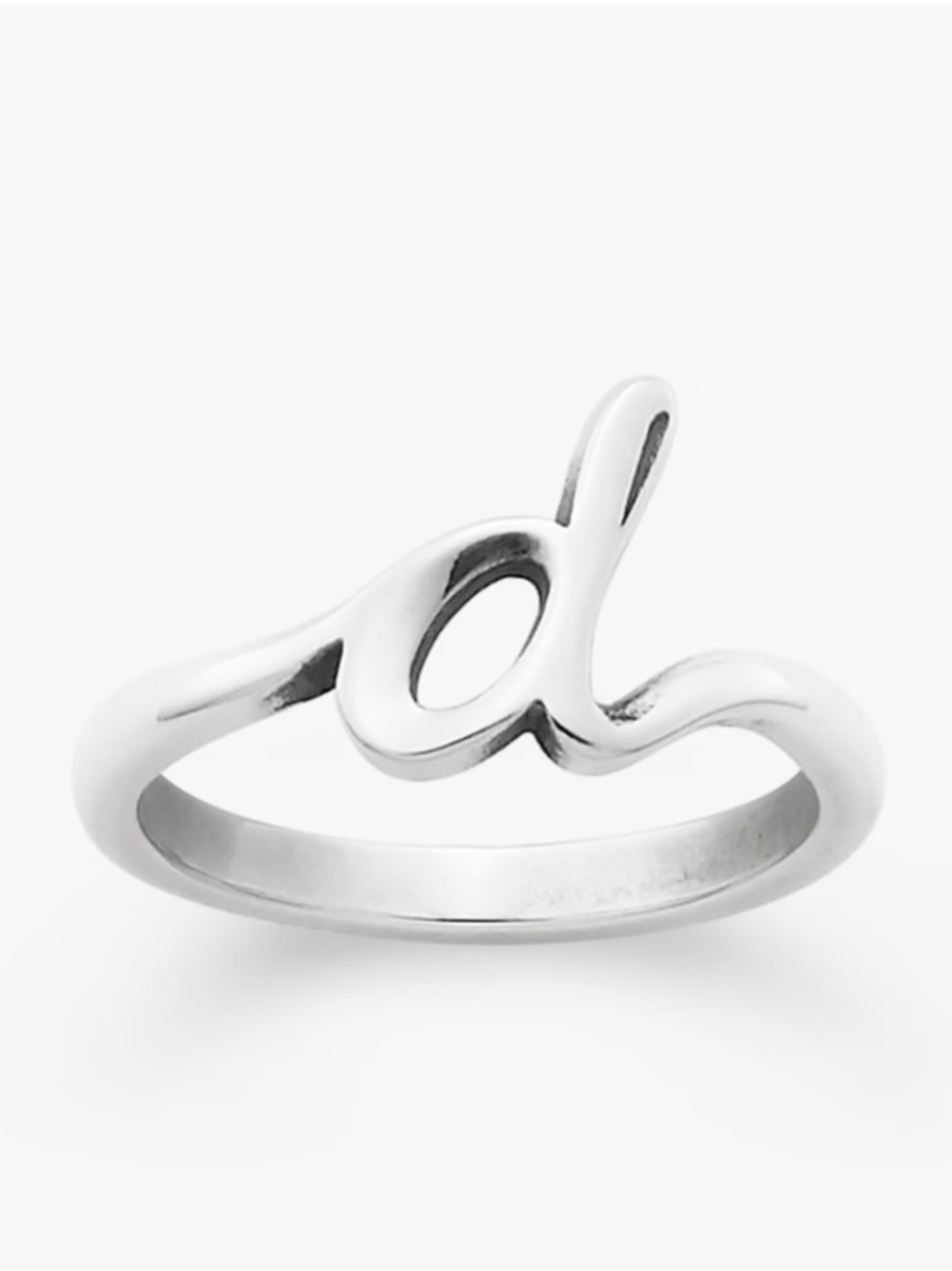 Sterling Silver Script 'd' Initial Ring